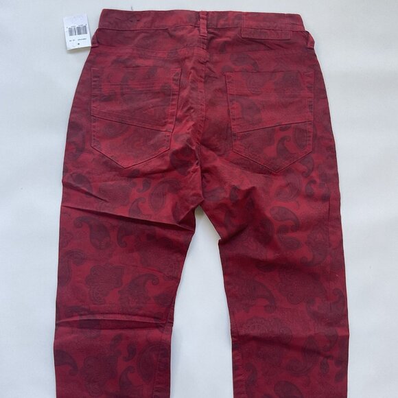 G By Guess Men’s Slim Jogger Twill Pants Red Paisley Print Size 28 - Picture 8 of 12